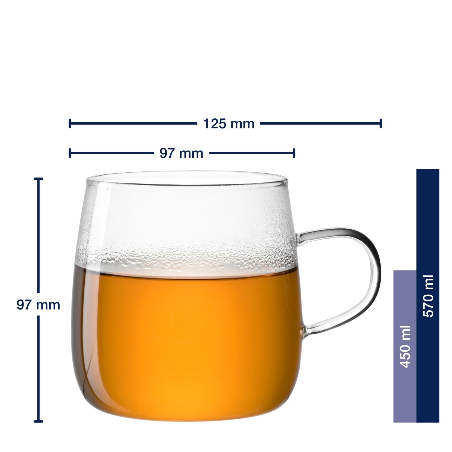 LEONARDO HOME Tè per Te zestaw 4 filiżanek do herbaty - duży kubek do herbaty z grubościennego szkła borokrzemowego - wyprodukowano ręcznie - pojemność 570 ml, można używać w kuchence mikrofalowej - 4