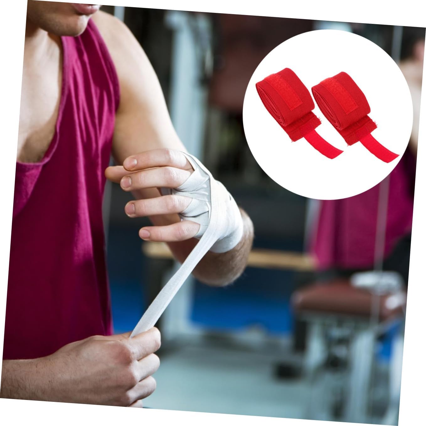 Cabilock 2 Pairs Boxing Hand Wraps High Elasticity Cotton Wrist Brace Sports Bandages for Taekwondo Sparring and Fitness Training, Red 3 Meter