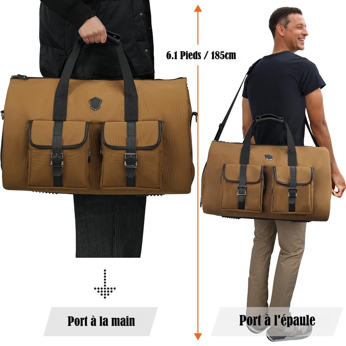 WELKINLAND 48H Housses à vêtements pour voyage, sac de transport avec 10 poches, 3 sacs de voyage pour costumes, sac de voyage à vêtements 2-en-1 de 62L, sac de voyage à vêtements convertible, sac de