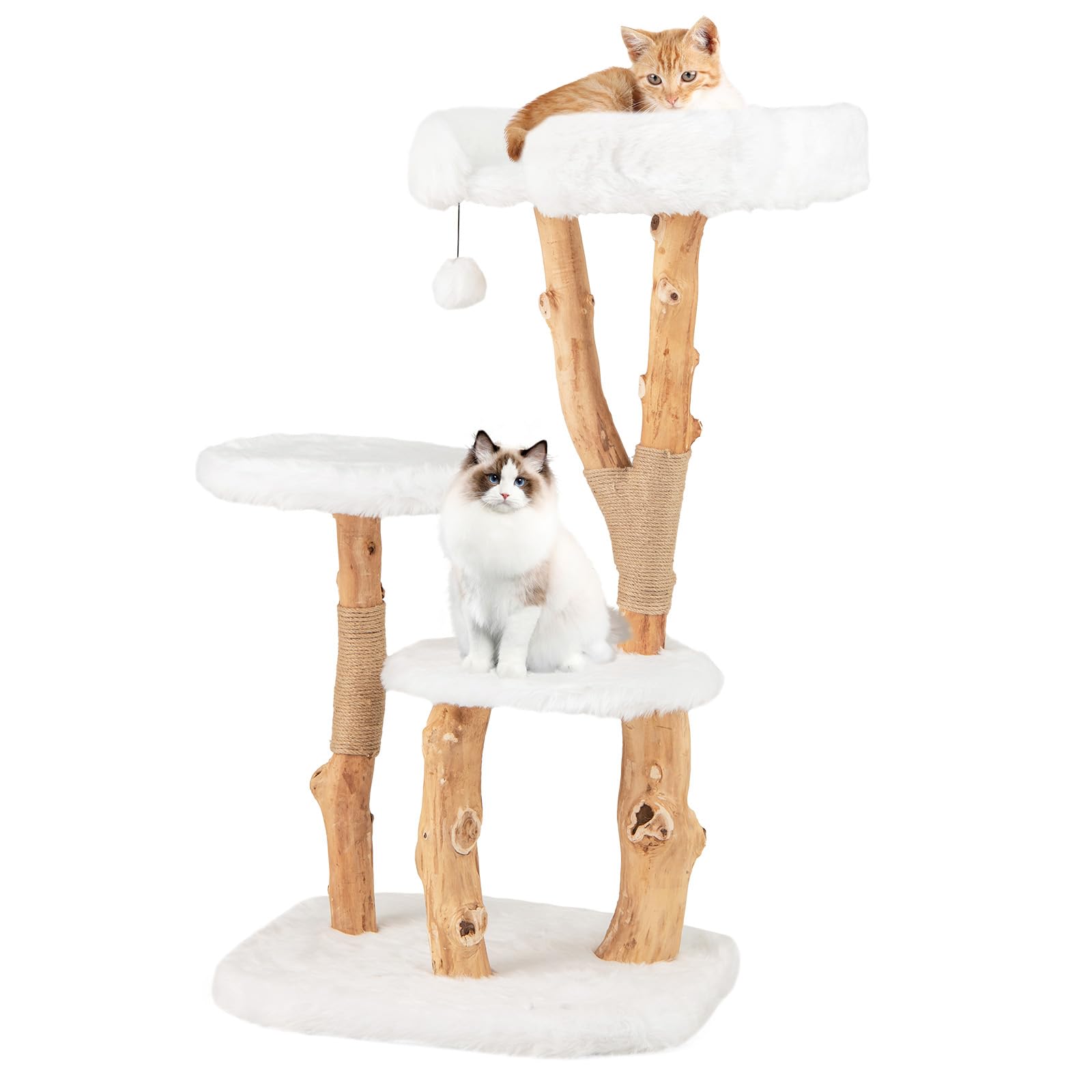 GYMAX Tiragraffi per Gatti, 59 x 49 x 110 cm, Sisal, in Legno Massiccio, Ideale per Gatti Adulti (Stile 3)