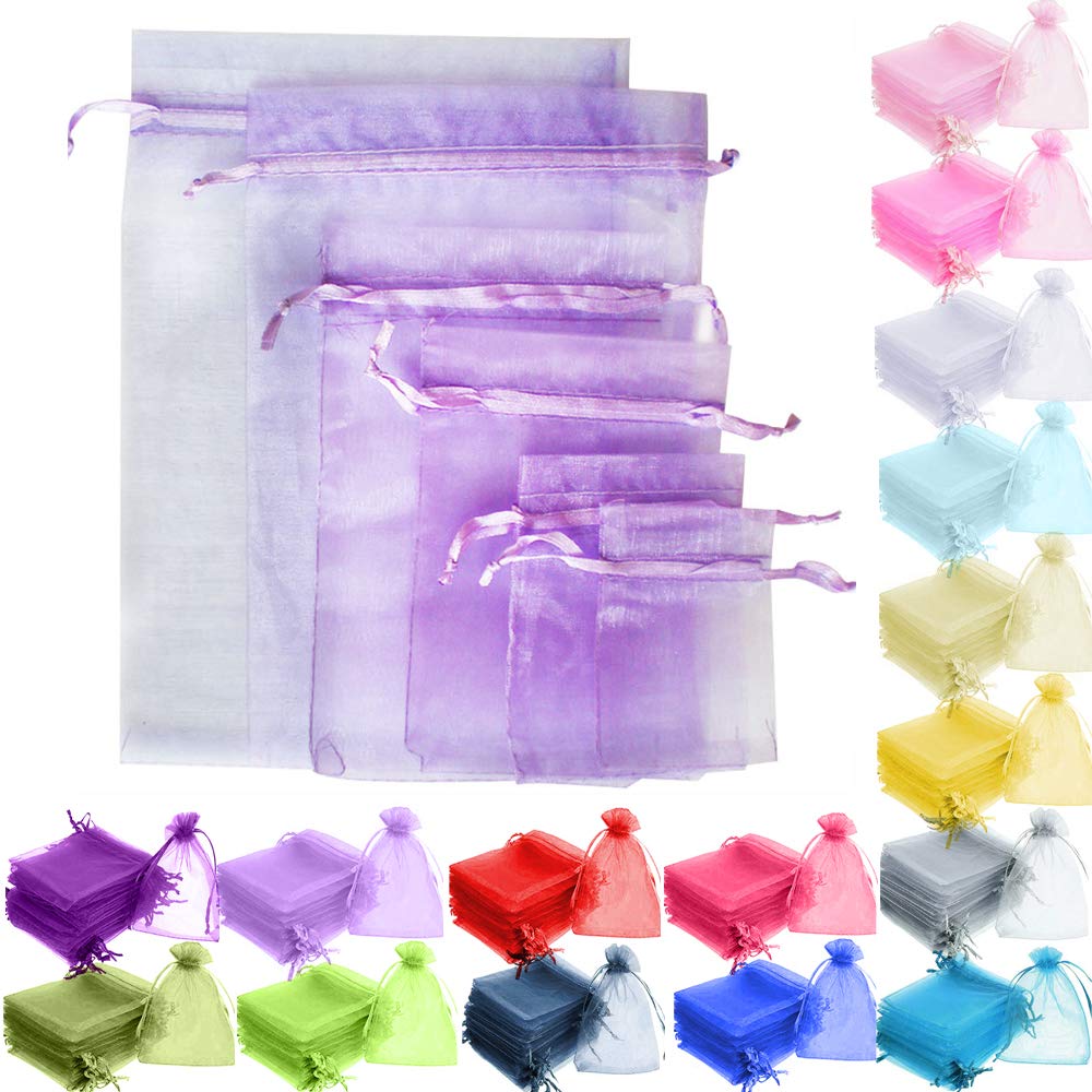 Time to Sparkle 200 Pcs Organza Gift Bags - Light Purple 7x9cm
