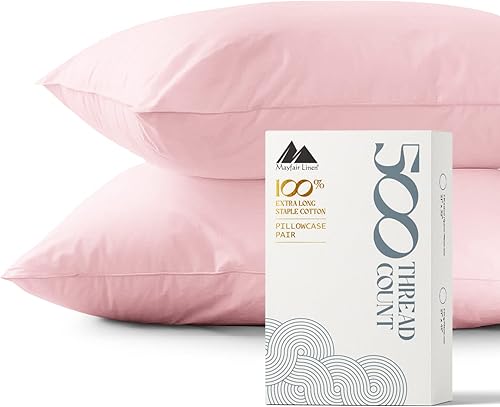 Miniatura 51 de Mayfair Linen 100% Cotton King Size Pillow Cases Set of 2-500 Thread Count Pillow Cases King Size Set of 2 (Dark Grey), Luxuriously Soft Hotel