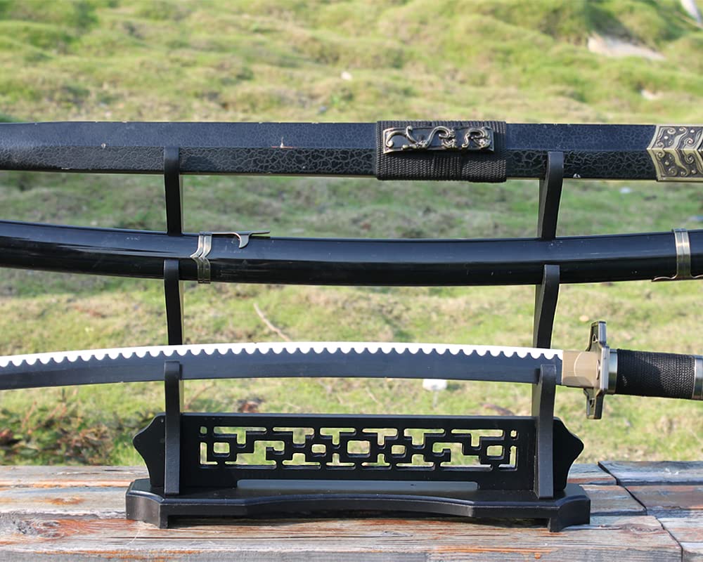 WANLIAN Support Épée Bureau Katana - Porte-Épée Samouraï 1 Niveau Noir Sculpté