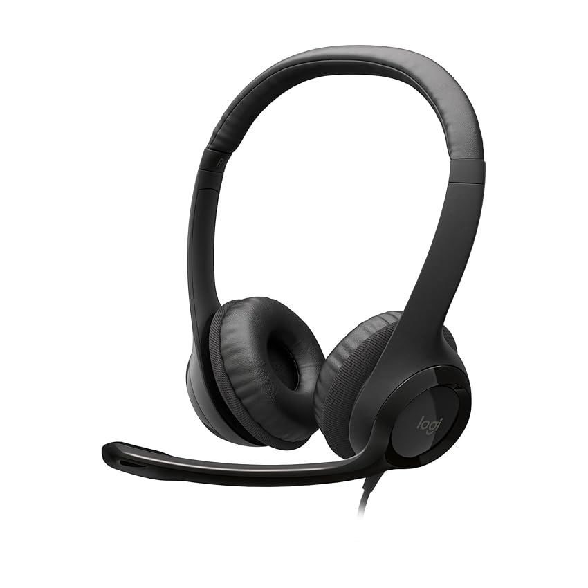 Logitech H390 Cuffie Cablate, Cuffia Stereo con Microfono Regolabile con Cancellazione del ‎‎Rumore, USB, Controlli sul Cavo, PC/Mac/Laptop/Chromebook - Nero