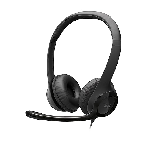 Logitech H390 Wired Headset for PC/Laptop, Stereo Headphones with Noise Cancelling Microphone, USB-A, in-Line Controls for Video Meetings, Music, Gaming and Beyond - Black - Black - 1 Pack