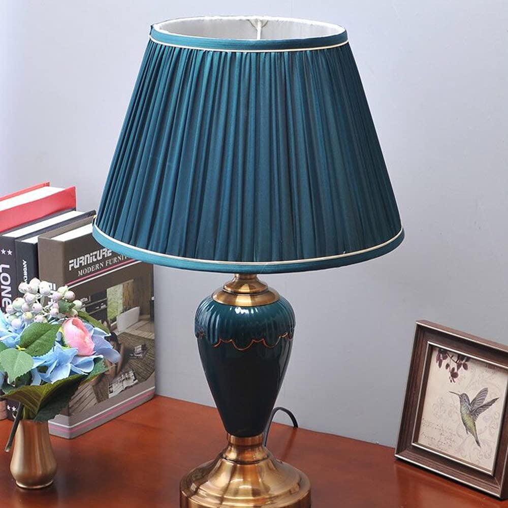 Lámpara de mesa Lámpara de mesa grande de cerámica con pantalla a juego Lámpara de noche para dormitorio Lámpara de mesa de cerámica retro americana para sala de estar Lámpara de escritorio para mesit