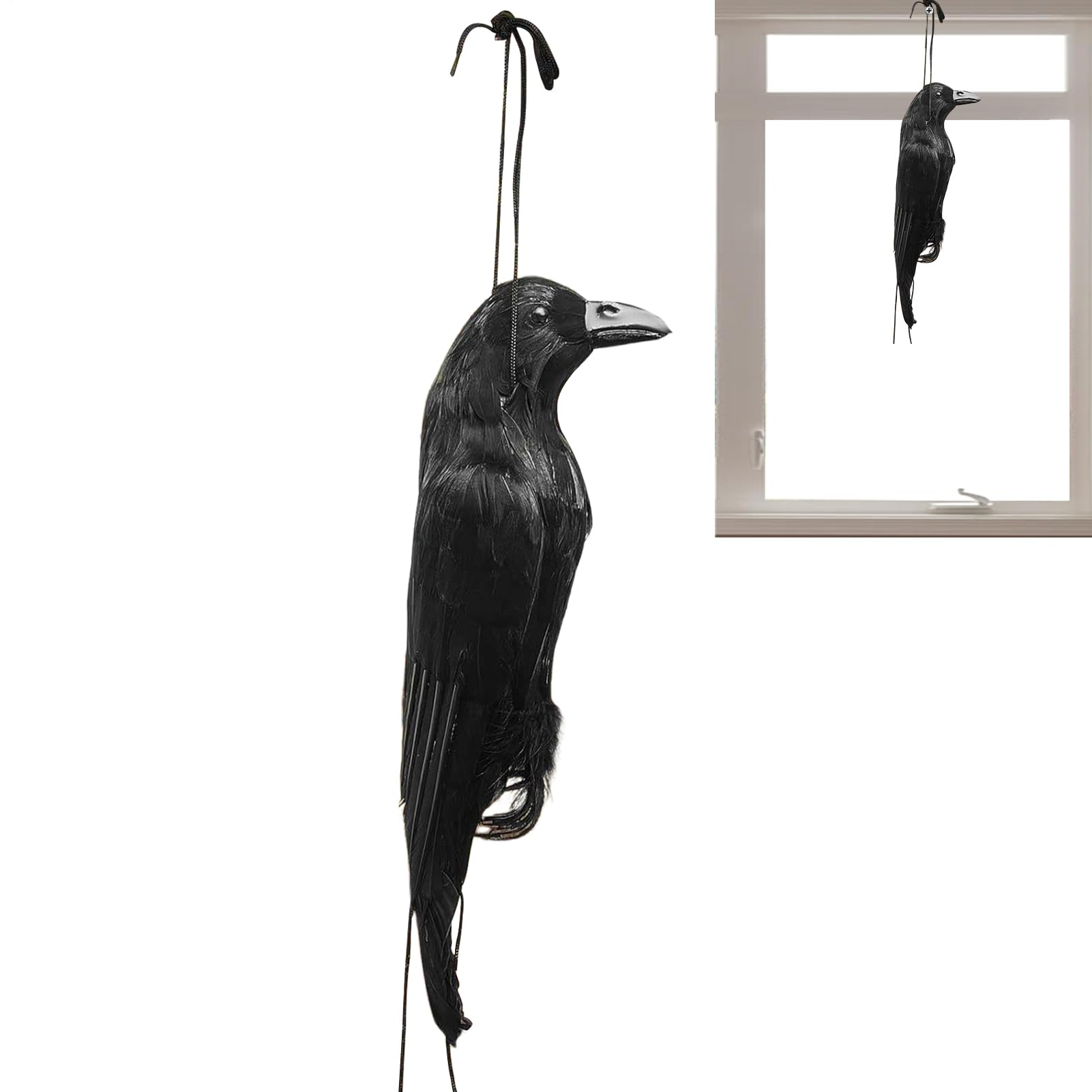 Corbeau noir pour Halloween figurine réaliste en taille réelle de décoration