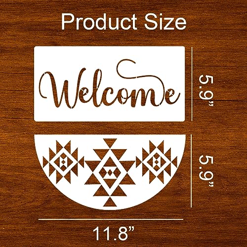 Welcome Stencils for Painting on Wood 12” Welcome Stencil for Wood Sign Hello Doormat Stencils Templates for Door Hanger Door Mat Fabrics