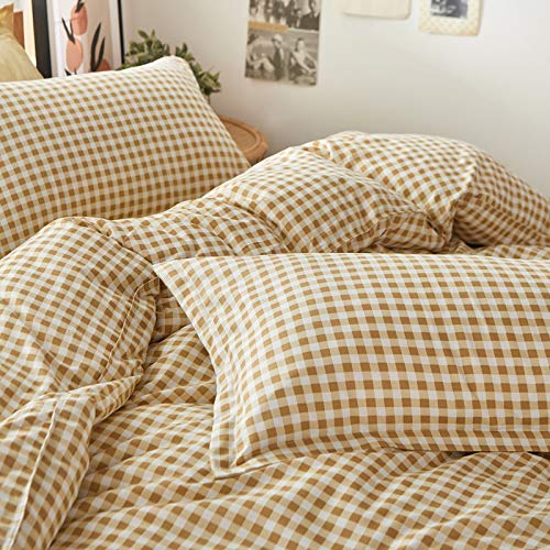 Jormey Duvet Cover Queen Size-Super Soft Duvet Cover,Soft Yellow Lattice Bedspread Cover Set,3 Pieces Queen Size Bedding Set With Zipper Closure And 2 Pillow Shams #TOP6