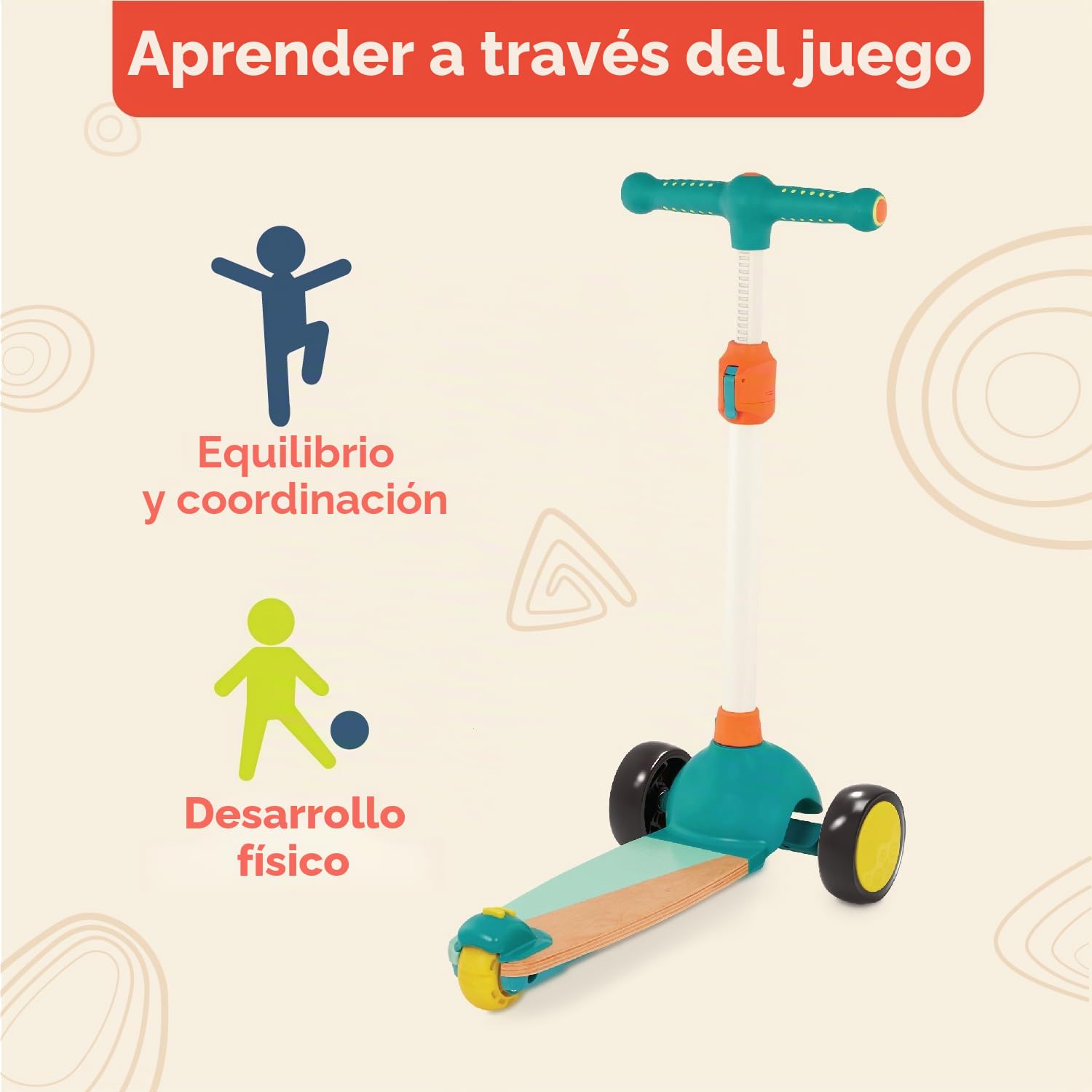 B. toys Scooter Fun, Patinete Infantil de 3 Ruedas con Luces