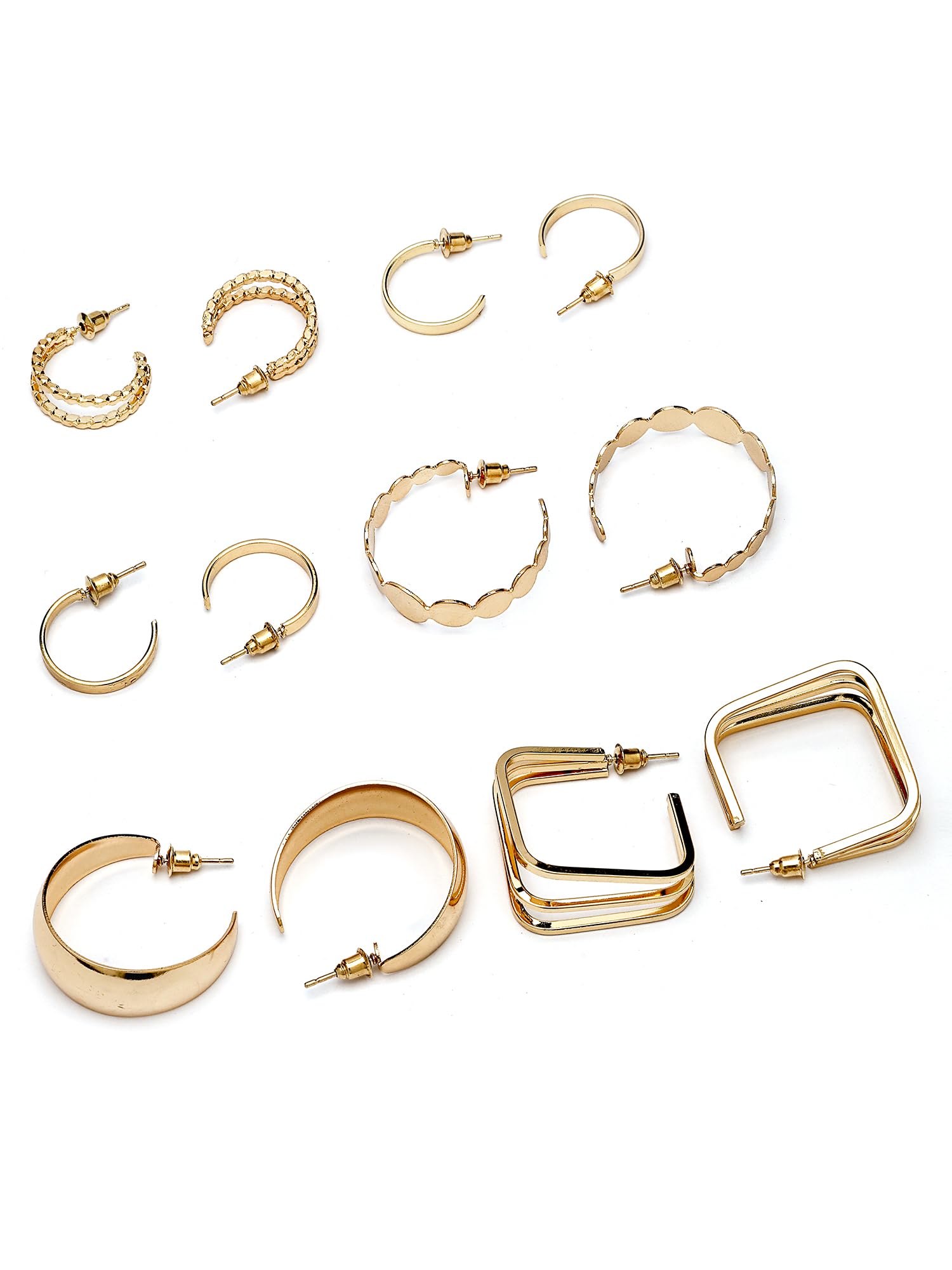 Bohey by KARATCART Set of 6 Gold-Plated Multi-Design Hoop Earrings for Women-picture-21