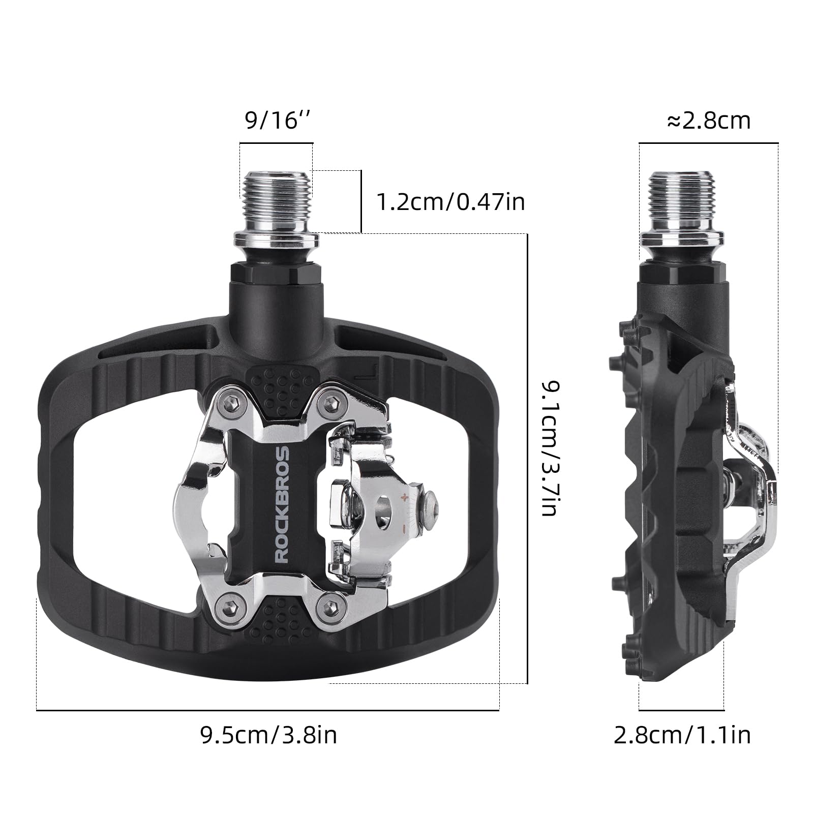 2 bolt clipless pedals ROCKBROS SPD MTB Dual Function Flat Bike Pedals Farbe:Marguerites 28