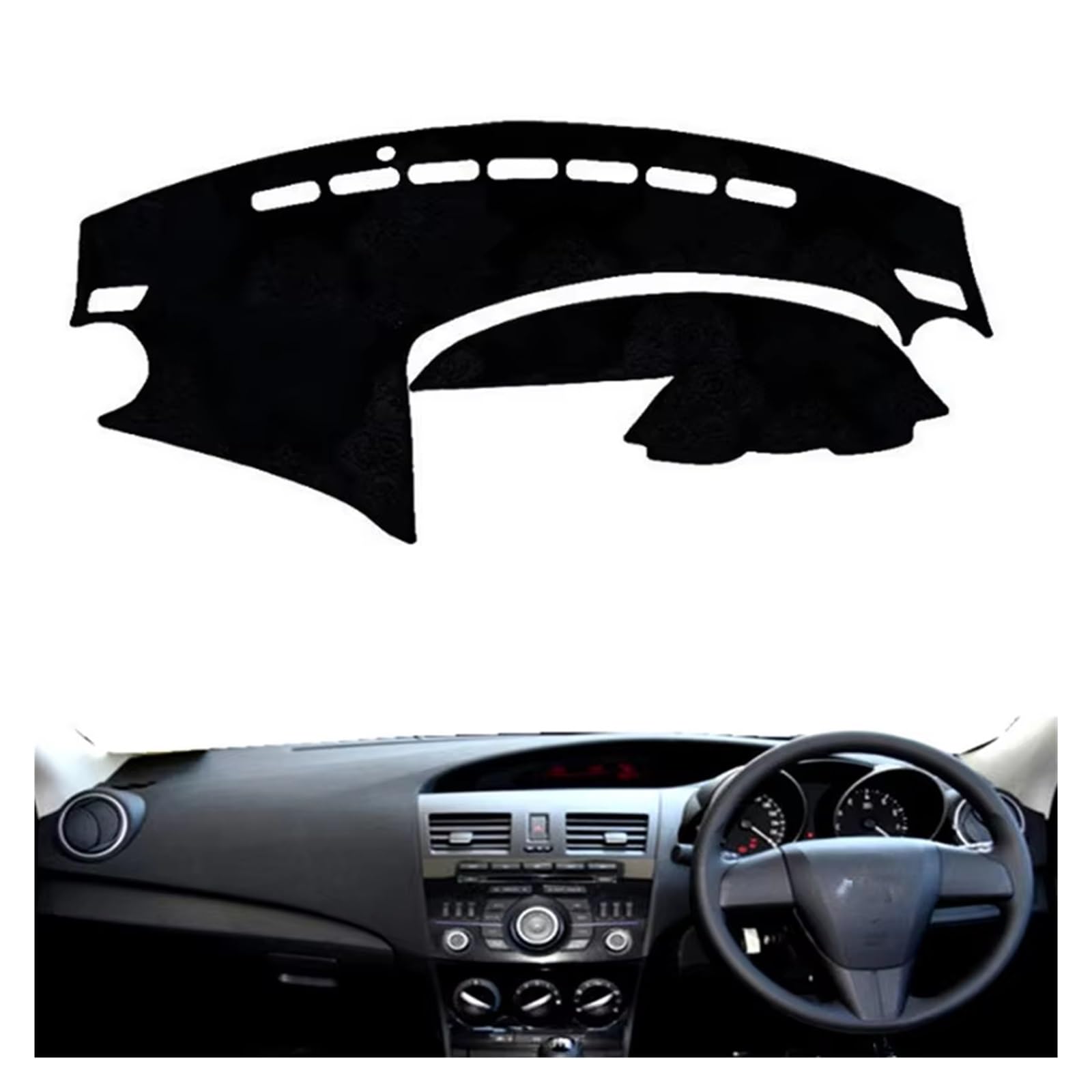 Dashboard Matte Für Mazda 3 Für Axela 2009-2013 M3 BL Armaturenbrett Abdeckung Matte Pad Dashmat Sonnenschirm Schützen Teppich Anti-Uv Zubehör Center Konsole Armaturenbrett Matte(Black(Black Edge)RHD)