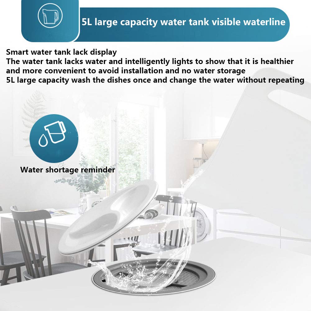 Lave-Vaisselle de Table Lave-Vaisselle Domestique autoportant Contrôle Tactile Portable Écran LED 5 Fonctions de Lavage Haute température de 72 °C et pulvérisation rotative 360 ° É