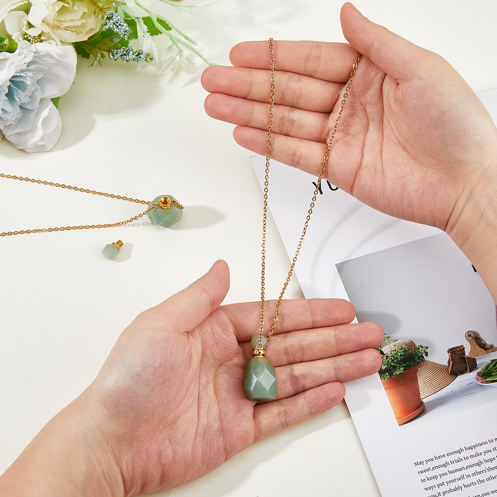 SUPERFINDINGS Collana con Flacone di Profumo, Pendente con Flacone di Profumo In Cristallo, Collana con Diffusore di Olio, Fiala con Pietre Preziose San valentino, Festa Della Mamma