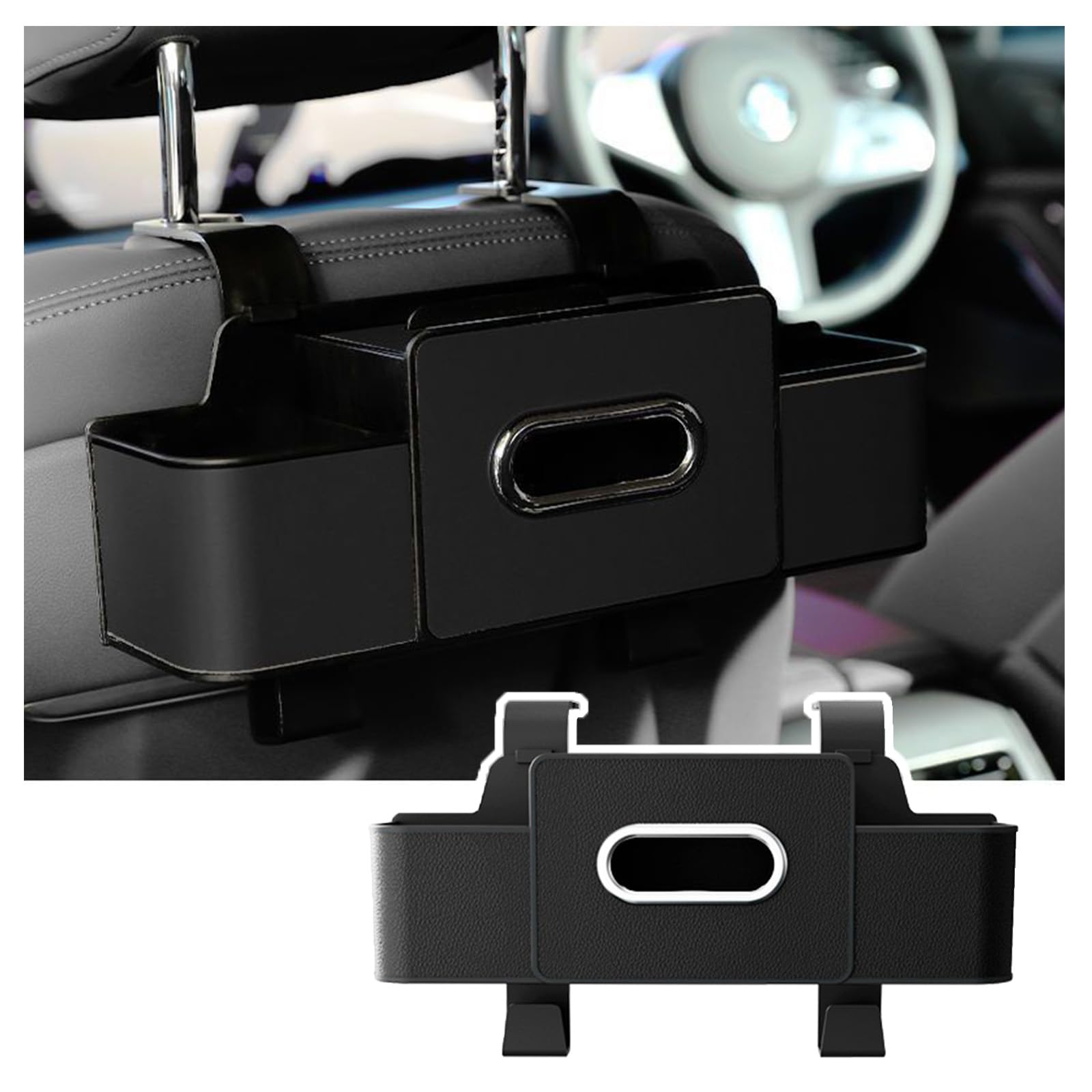 Car Seat Back Storage Box for Buick Encore GX Excelle GT HRV Excelle Park Avenue, Multifunctional Headrest Hanging Storage Box, Car Back Seat Organizer with Drink Cup Holder Tissue Box