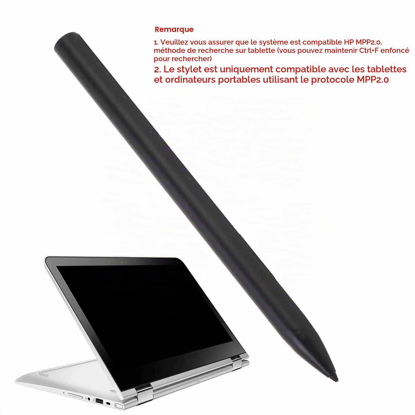Stylet pour Pavilion X360, pour X360, pour Envy X360 et Autres Séries, Stylet Numérique Actif, 2 Boutons Personnalisables