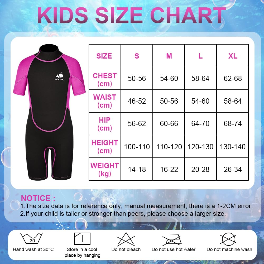 Shorty Combinaison de Plongée Enfant, Néoprène 2,5 mm Maillot de Bain Thermique, pour Sports Nautiques, Natation, Snorkeling, Surf, Plongée