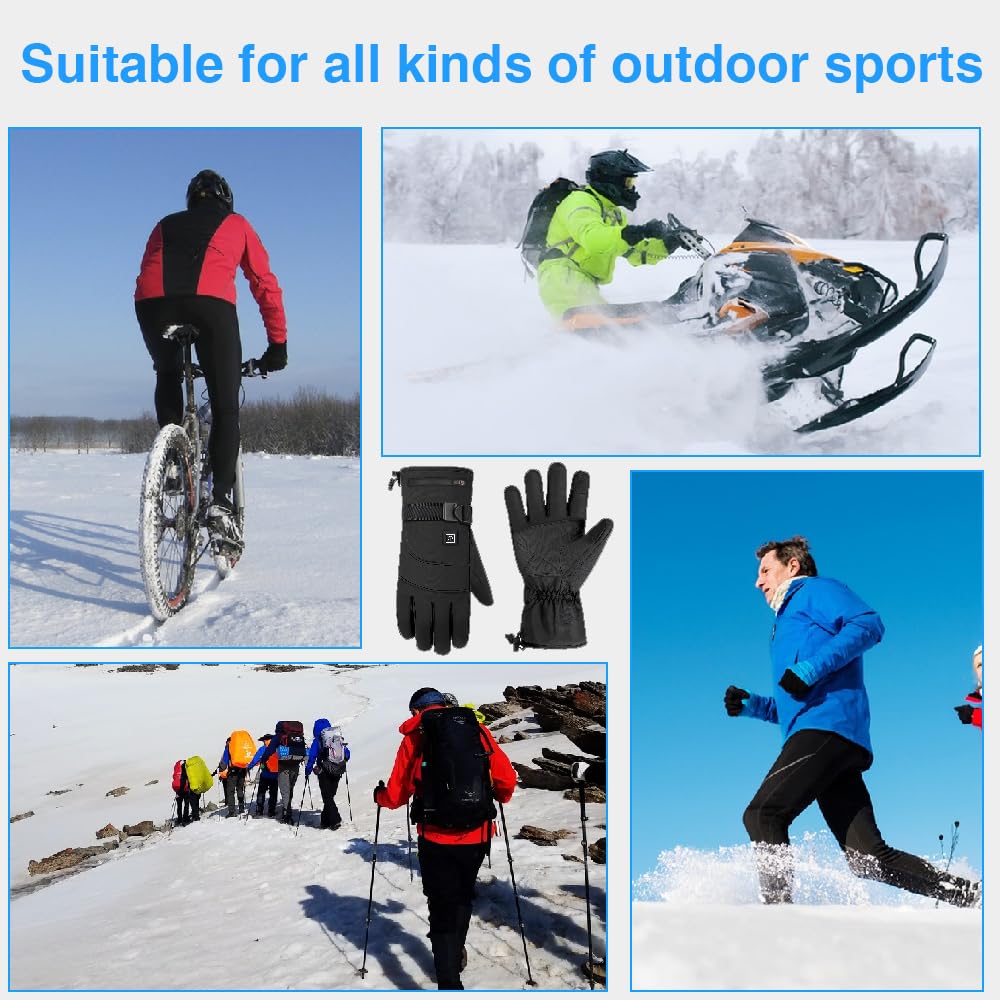 Gants Chauffants Rechargeables - Batterie 4000 MAh, 3 Niveaux De Chaleur - Imperméables Et Tactiles - Pour Moto, Ski, Randonnée