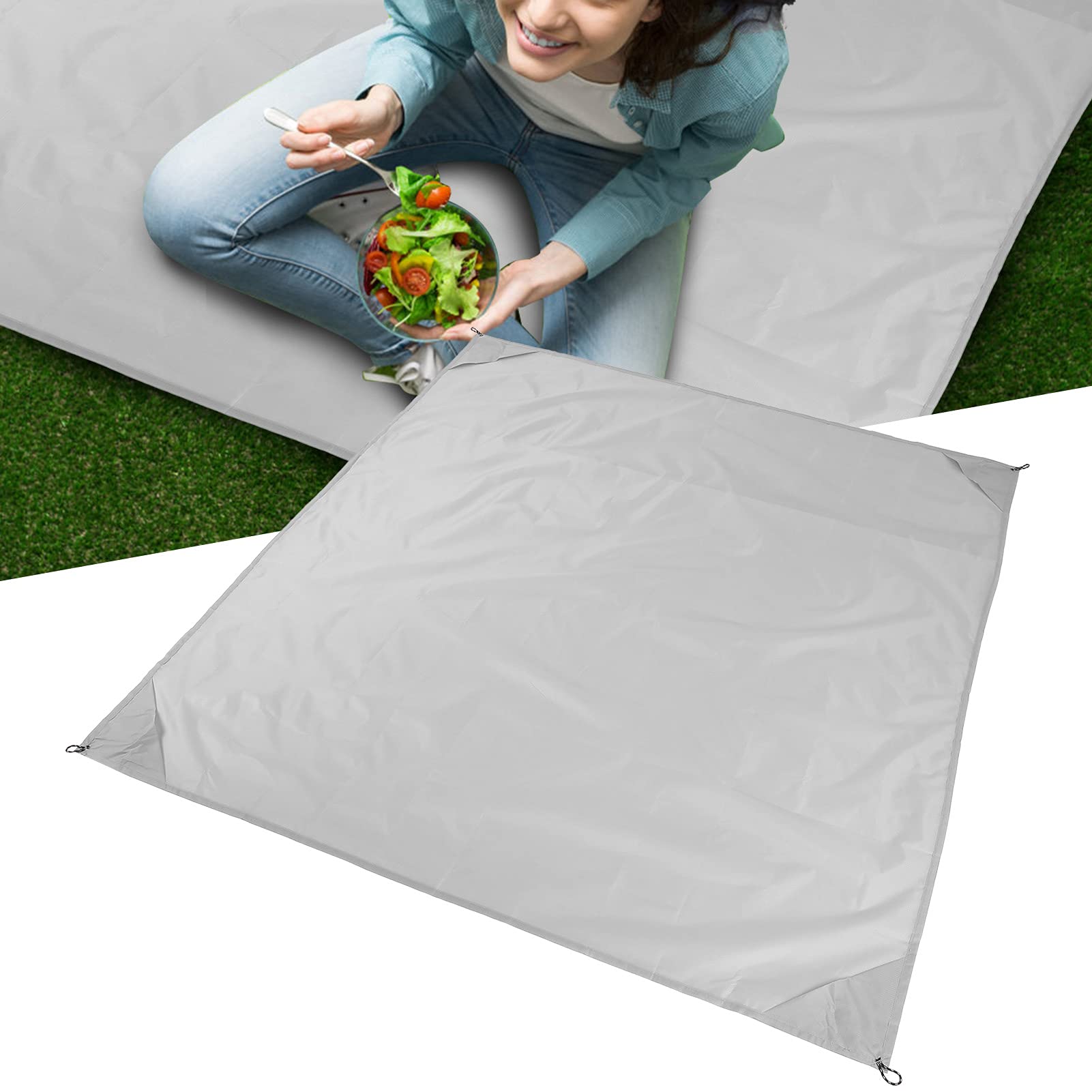 Outdoor Pocket Blanket, Fixable Travel Blanket 55.1x59.0in for Concerts Camping Parks, Lawns or Anywhere Outdoors(Grey)