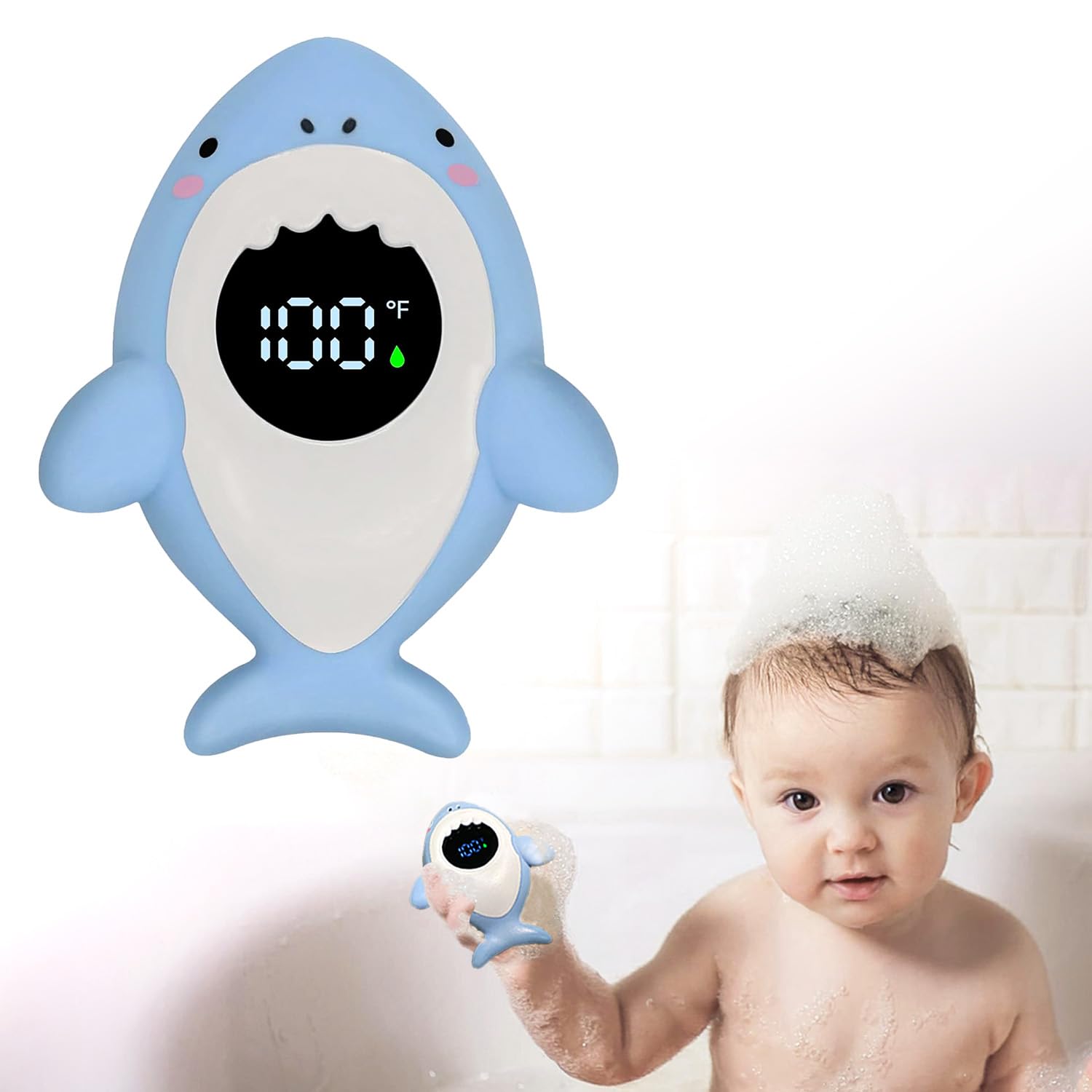 Baby Bath Thermometer Safety, Fahrenheit Instant Read Water Thermometer with LED Display Temperature Warning, Baby Bath Floating Toy for Infant,