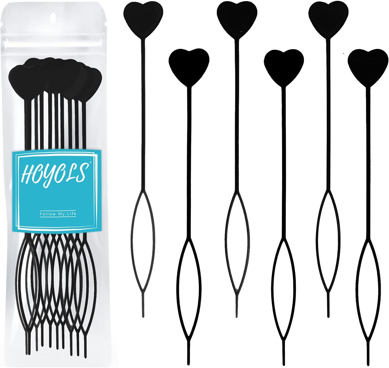 12pcs Quick Beader for Loading Beads on Hair Braids Beader Tool for Kids Girls Stringer Hair Topsy Tail Ponytail Maker Set 12 pcs Black