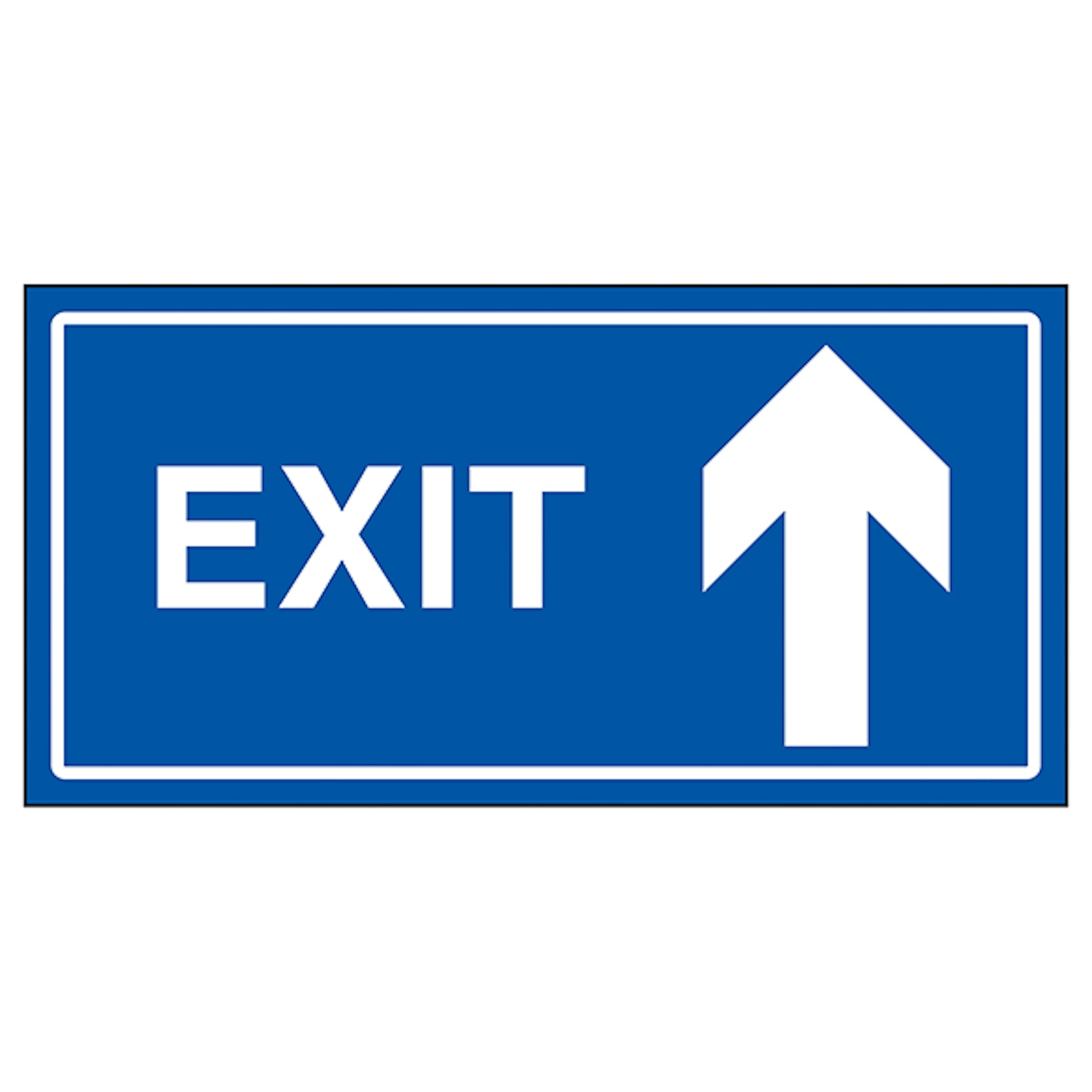 V Safety Exit Arrow Up 300 x 150 mm - Self Adhesive Vinyl Safety Sign