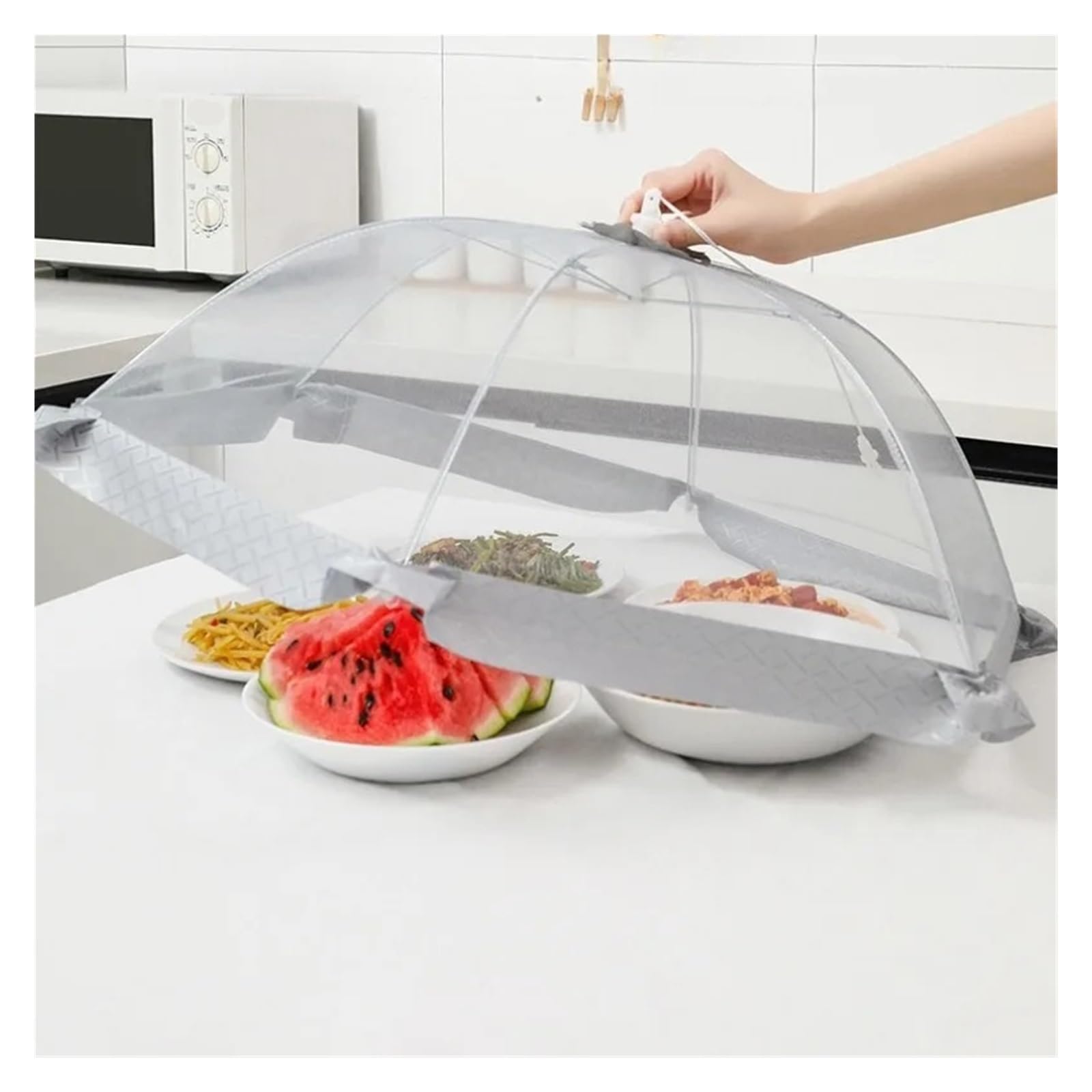 Netzabdeckung für Lebensmittel, Zusammenklappbares Netz, for Lebensmittel oder Grau, 60–80 cm, for Camping, Grill, drinnen und draußen, Küche, Fliegengitter(70 cm)