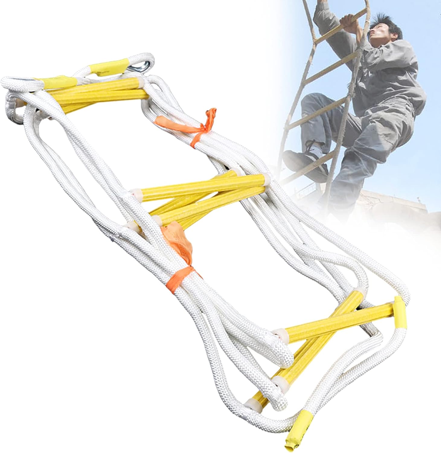 Fire Escape Rope Ladder 16ft,Emergency Rescue Ladder 660lb Capcity