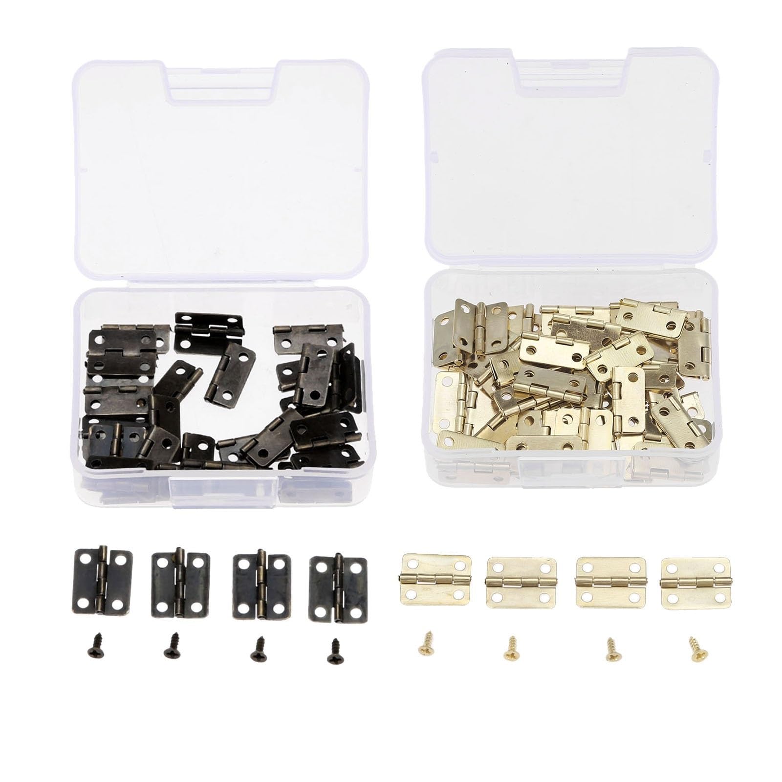 16 * 13mm Cabinet Door Furniture Hinge Jewelry Wood Boxes Decorative Fittings +Screws +Storage Box 60Pcs(Antique Bronze)
