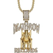 Hiphop Deathrow Records Stainless Steel Pendant Necklaces For Men Iced Out Cubic Zirconia Charms Pendants Fashion Jewelry