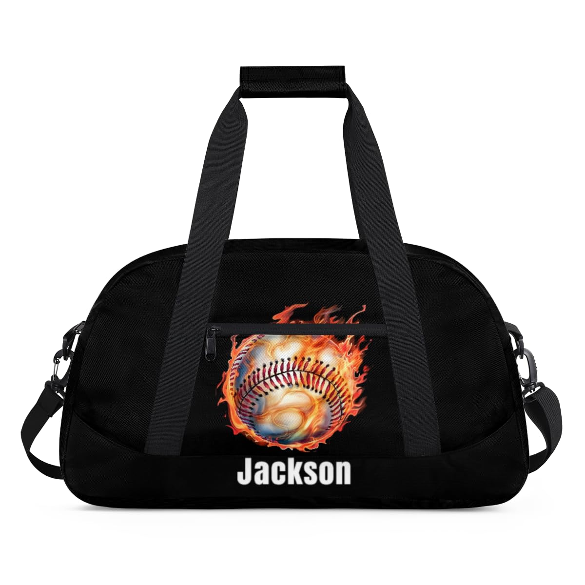 Personalized Kids Gym Bag Vintage Baseball Fiery Custom Name Sport Duffel Bag for Teens Boys Large Practice Workout Bags Travel Duffel Bag