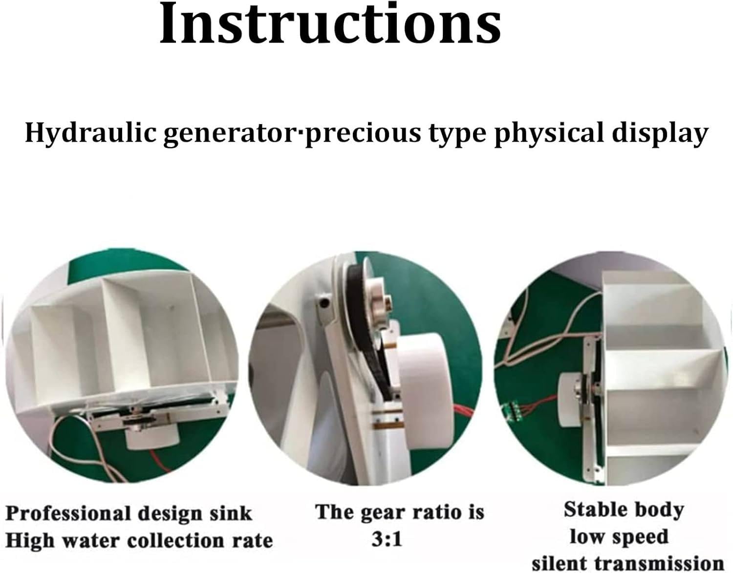 Generador de energía hidroeléctrica con Rueda de Agua, generador de Rueda de Agua de Baja Velocidad, microgenerador de turbina hidroeléctrica, para generación de energía al Aire Libre 100W