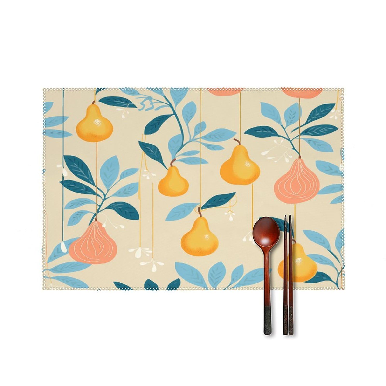 Fodpand Style Pears And Leaves Placemats Set Of 4 Place Mats Table Mats