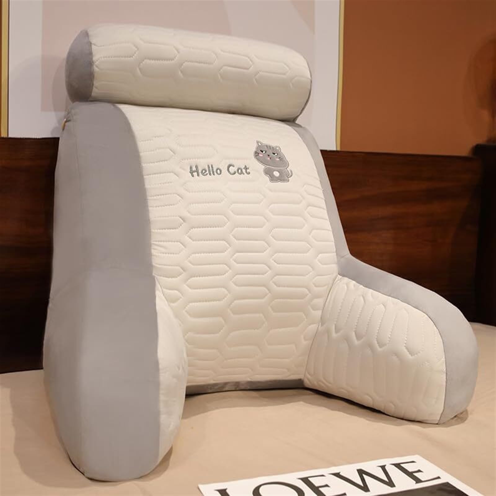 ZXGRfdefa reading pillow, Large Backrest Waist Pillows Triangle Reading Relax Sofa Support can Removed and Washed(Cat,60 * 50CM)