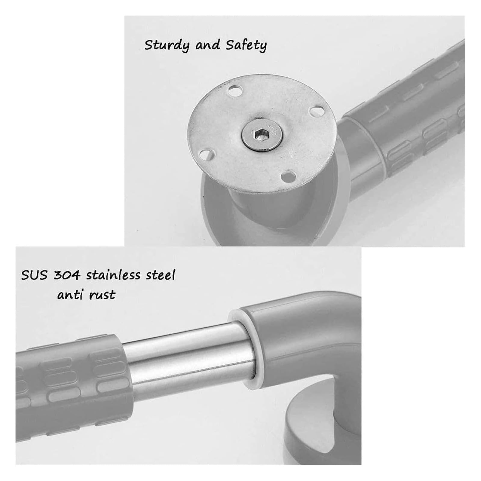 Baño para Agarraderas Asidero de seguridad antideslizante de acero inoxidable de 12 pulgadas, curvado for ducha, for montaje en pared.