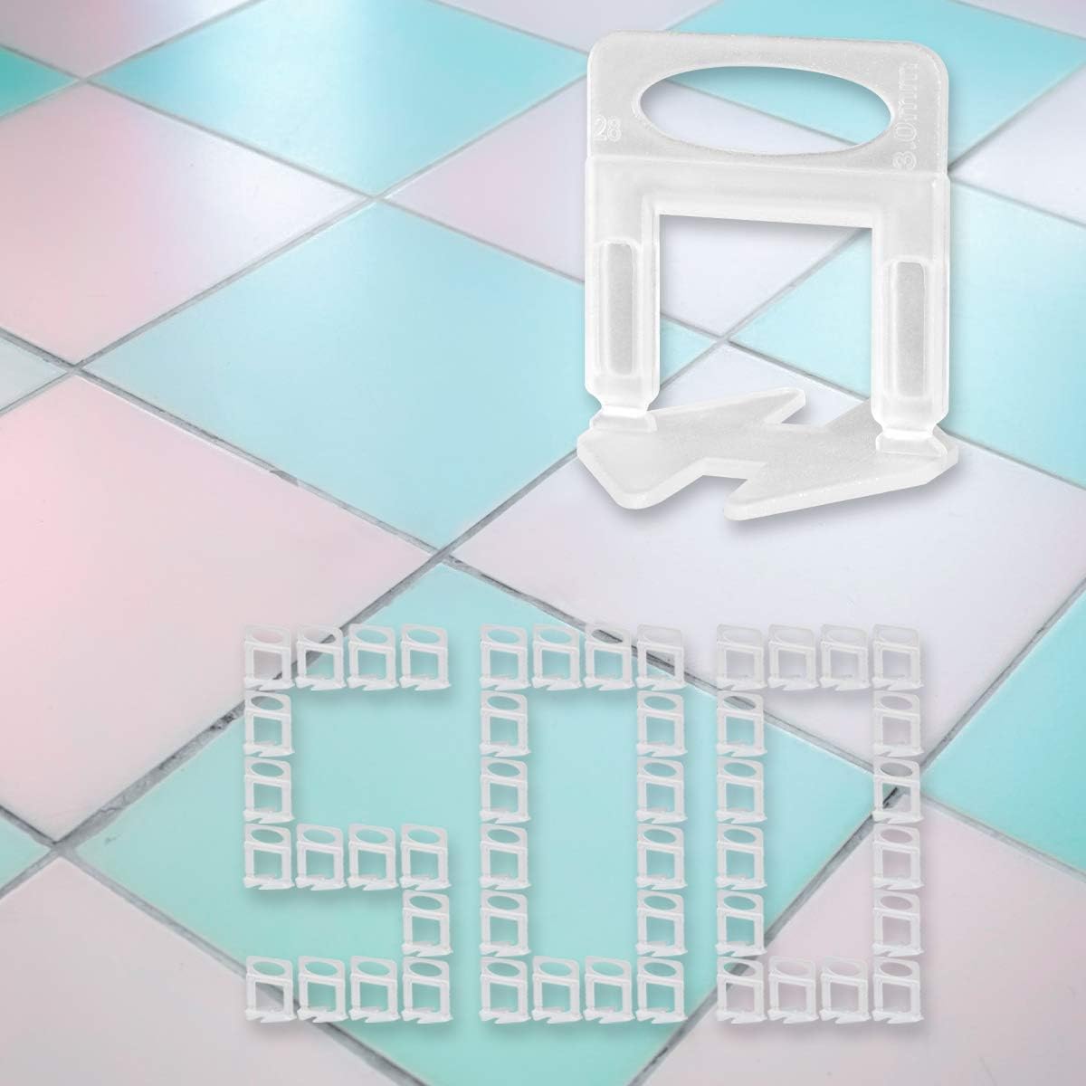 18 Tile Leveling System Clips 500 pcs DIY Tiles Leveler Spacer, Tile Leveling System For Ceramic Tiles and Stone, Easy Installation (500, 18)