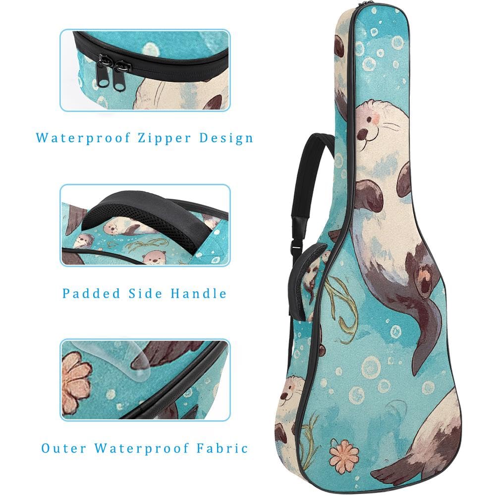Gitarrentasche, volle Größe, 99 cm, 101,6 cm, 104,1 cm, für Akustikgitarre, Konzertgitarre, 10 mm dick, gepolstert, Halloween-Augen, Fledermaus-Gitarrenkoffer, wasserdicht, mit Tasche