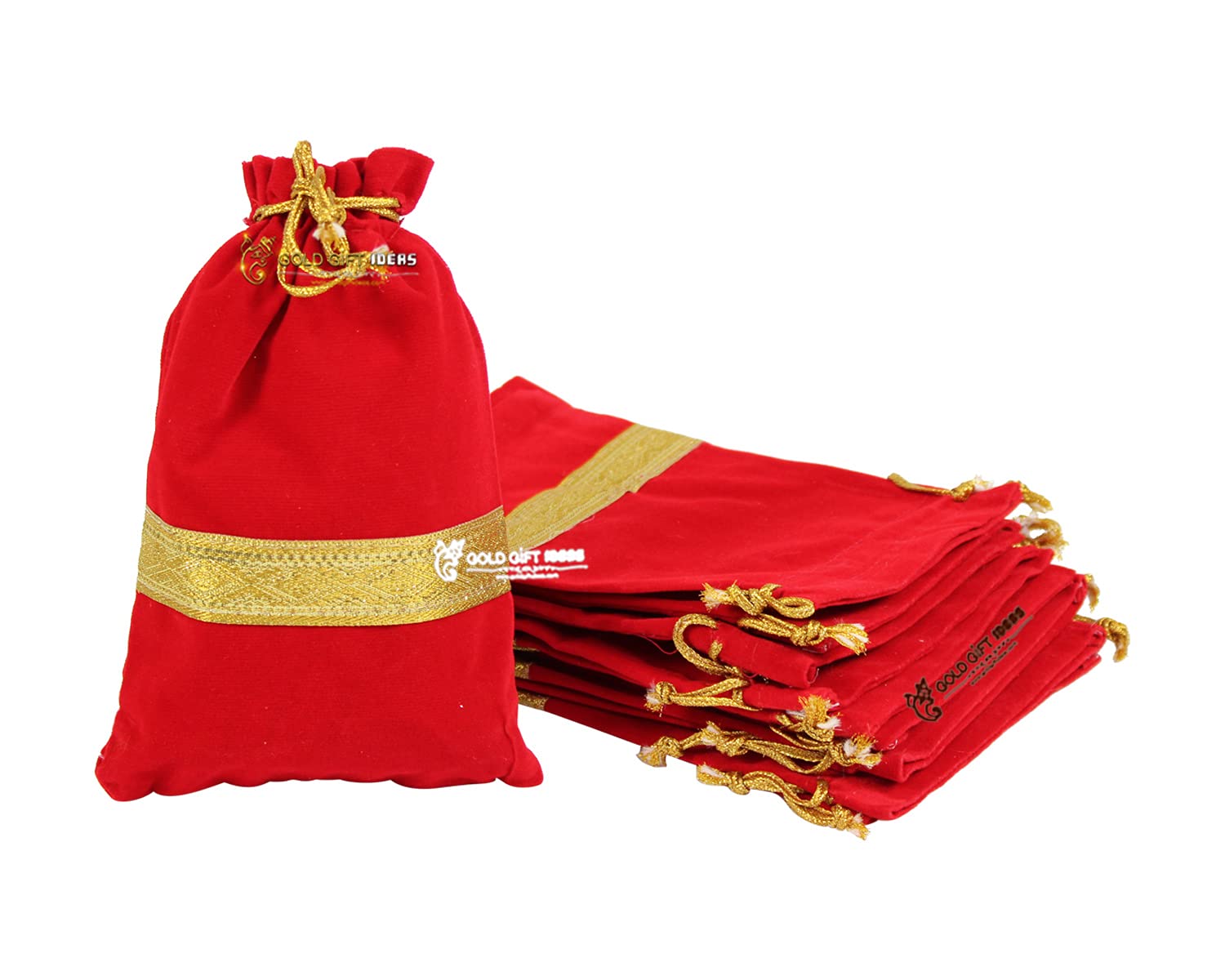 Red Velvet Embellished Potli Bags, Shagun Return Gift Bags, Potli Pouch for Women, Dry Fruits Potli Bags, Party Favor Gift Bags-image-43