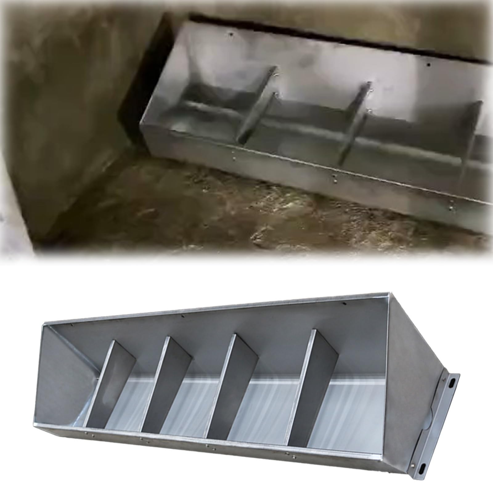 Mangiatoia, Mangiatoia Extra Large per Bestiame - Mangiatoia in Acciaio Inox per Fieno e Acqua per bovini, suini, Cavalli e capre - Misure 6, 5, 4, 3 FT (L 150 cm / 59,1 Pollici)