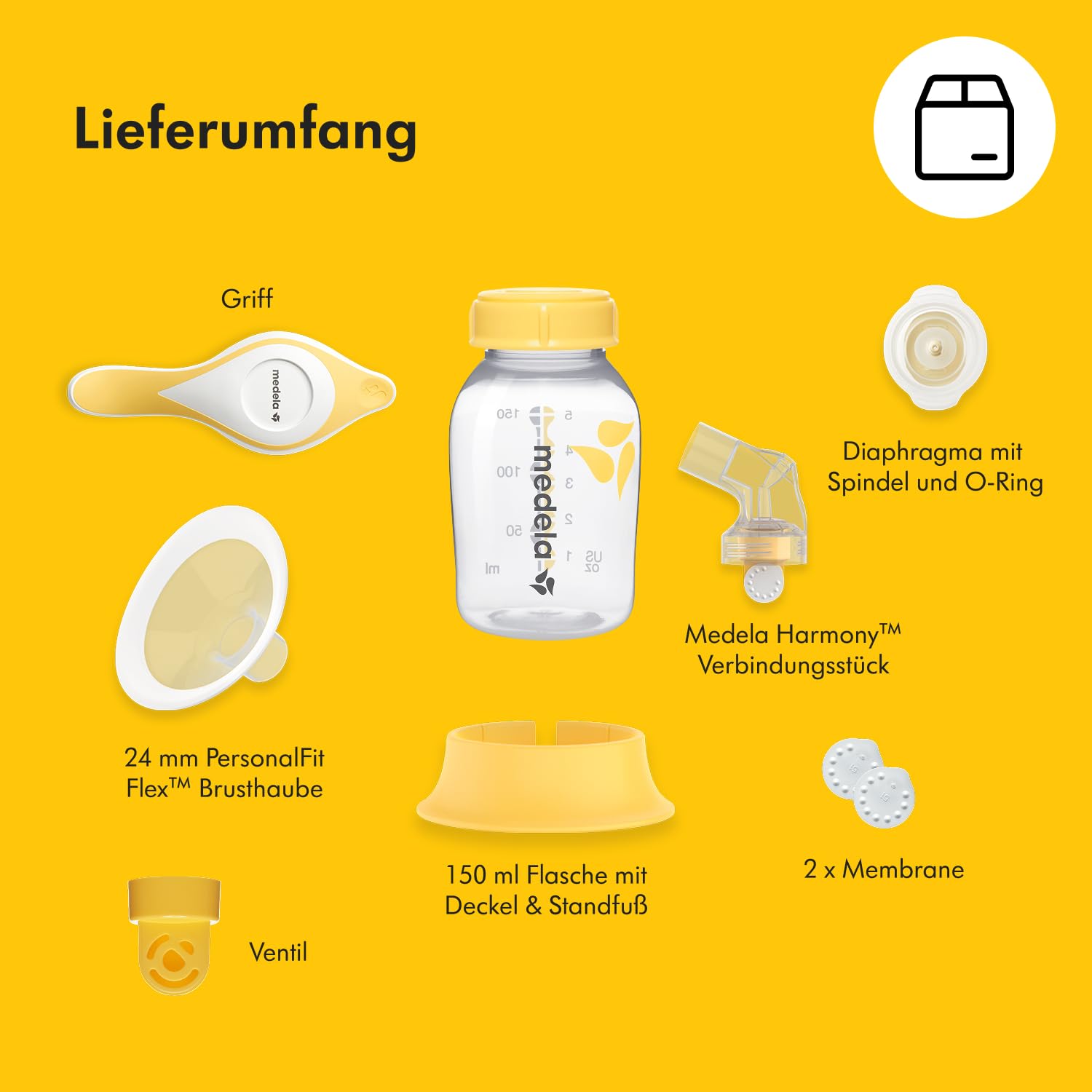 Medela Harmony Handmilchpumpe – Kompaktes Schweizer Design – Manuelle Milchpumpe mit PersonaFit Flex Brusthauben und 2-Phase-Expression-Technologie
