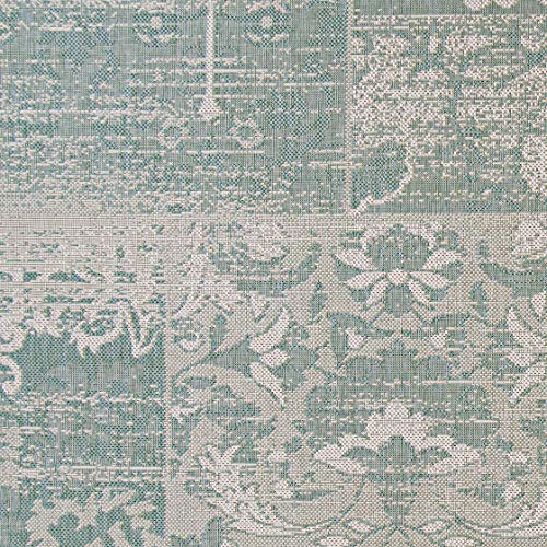 Couristan Afuera Country Cottage Rug, 2-Feet By 3-Feet 7-Inch, Sea Mist/Ivory #TOP5
