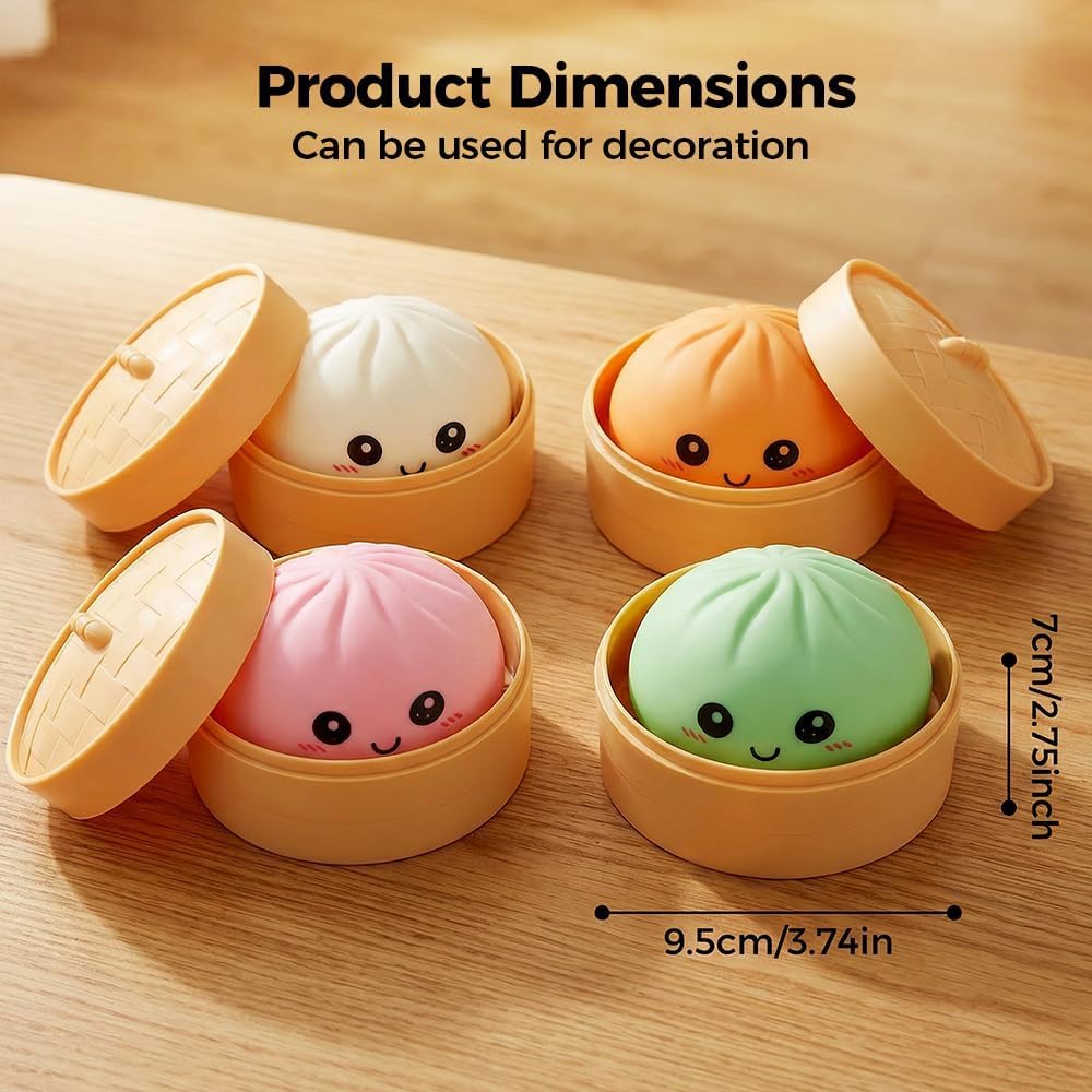 Dumpling Squishy, Mystery Dumpling Squishy, Dumplings Sensory Squeeze Toy for Stress Relief, Soft Squeeze Decompression Dough for Adults Classroom Prizes & Party Favors（White） — view 4