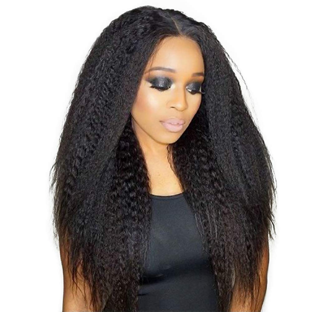 Kinky Straight Hair 3 Bundles Yaki Human Hair 8A Unprocessed Brazilian Virgin Remy Hair Weave Natural Black (12"12"12")