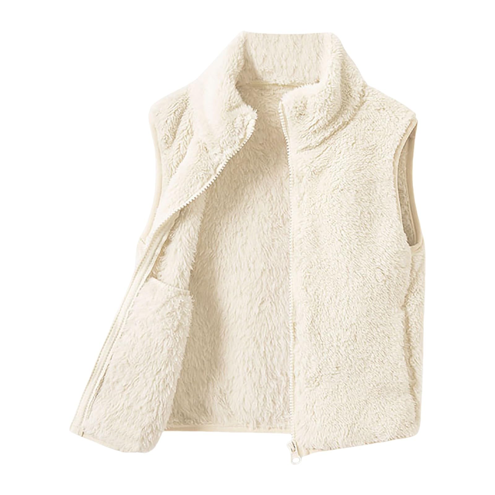 TeddyFleece Weste Kinder Jungen Mädchen Fleecejacke Stehkragen Reißverschluss Teddyfleece Ärmellos Jacke Kurz Winter Warm Teddyweste Outdoor Winterjacke Plüschweste Übergangsjacke Pelzjacke