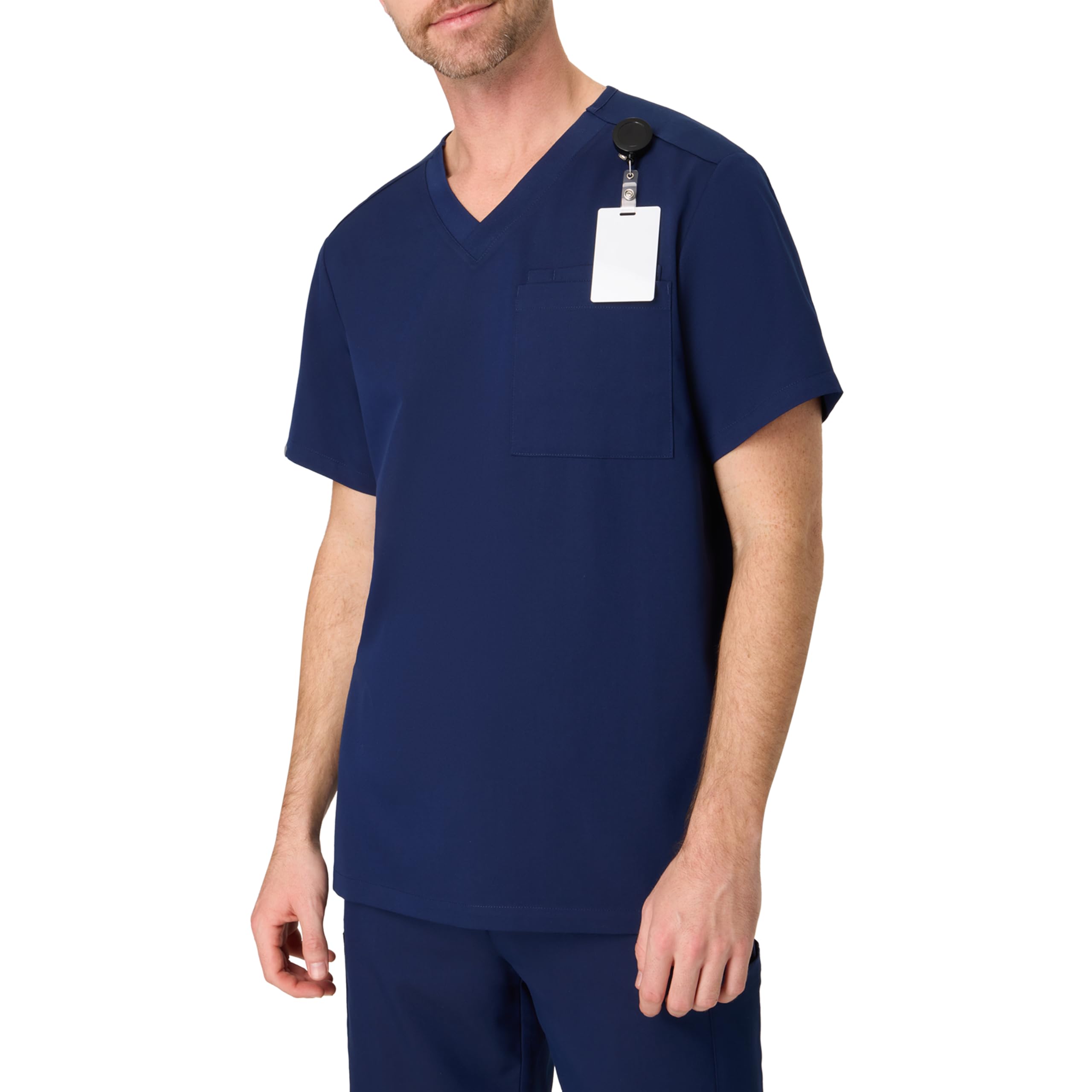 Hanes Healthcare Top, Scrub Shirt for Men, Moisture-Wicking & Odor Control, One Pocket, Athletic Navy, 2X