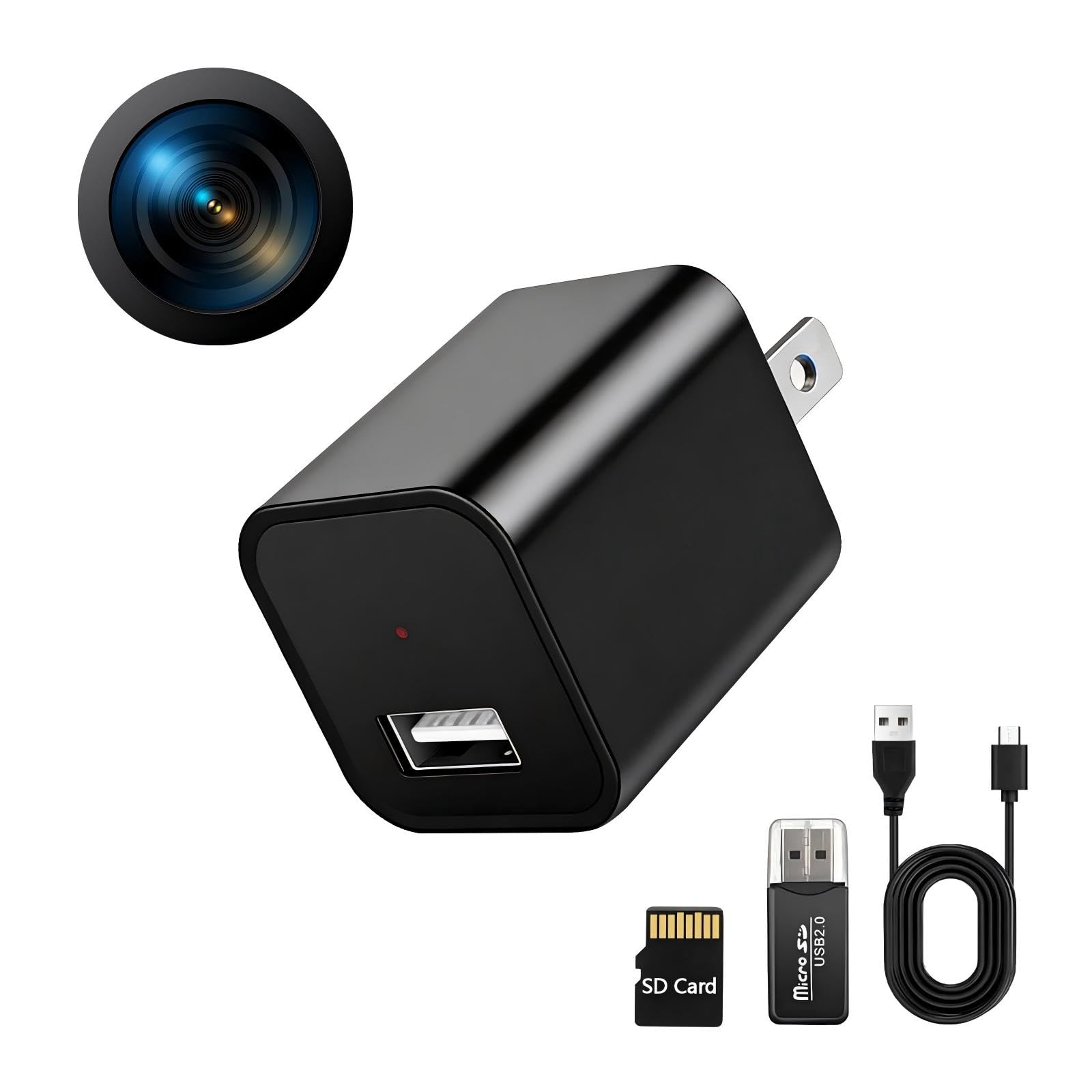 Photo 1 of FANGJIE 1080P HD Charger Camera with Motion Detection, 106° Wide Angle, No WiFi/Monthly Fee, Mini Hidden Camera for Home Security/Nanny/Pet Monitoring