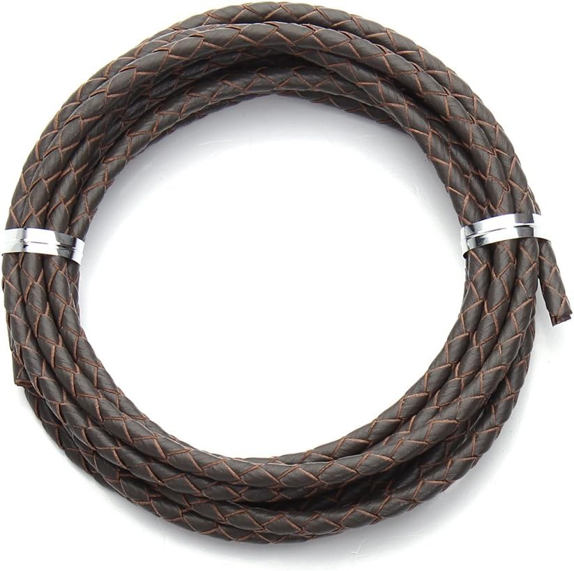 Linsoir Beads Blue Round Genuine Braided Leather Cord Bolo Tie Cording 3 mm Diameter 2 Meter Roll