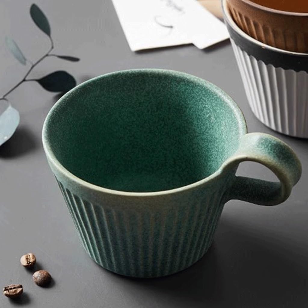 ENGENDER Kaffeetasse Vertikale Muster Keramik Wasser Tasse Hause Handgemachte Retro Kaffee Frühstück Haferflocken(B)