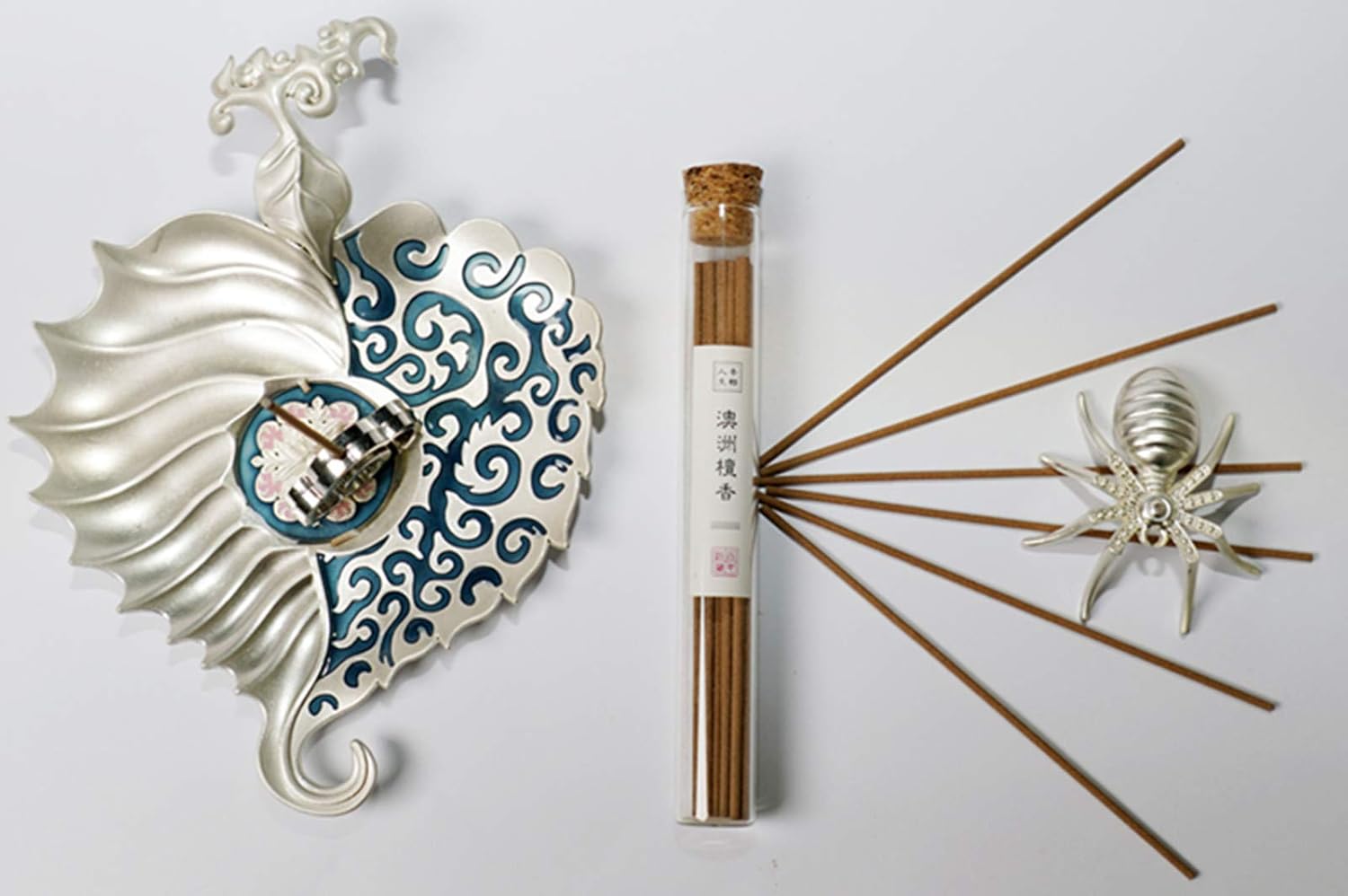 4 Packs Gift Box Leaf Shape Incense Holder Ash Catcher Stick Burner 5.9 x4.4 x0.8 Inches Suitable for Incense Whose Diameter ≤2.0mm (Silver)